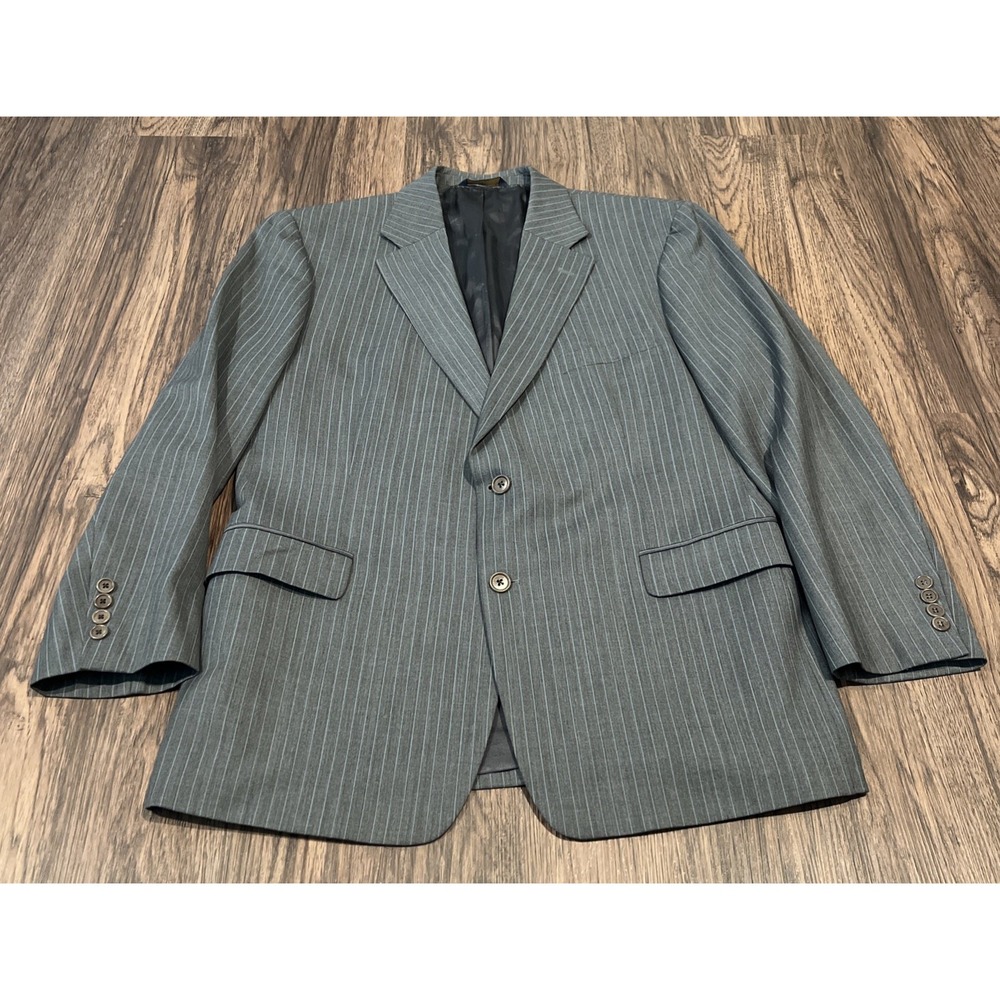 Brooks Brothers 346 Men's Wool 2-Button Blazer Color Gray Pinstripes Size 46R